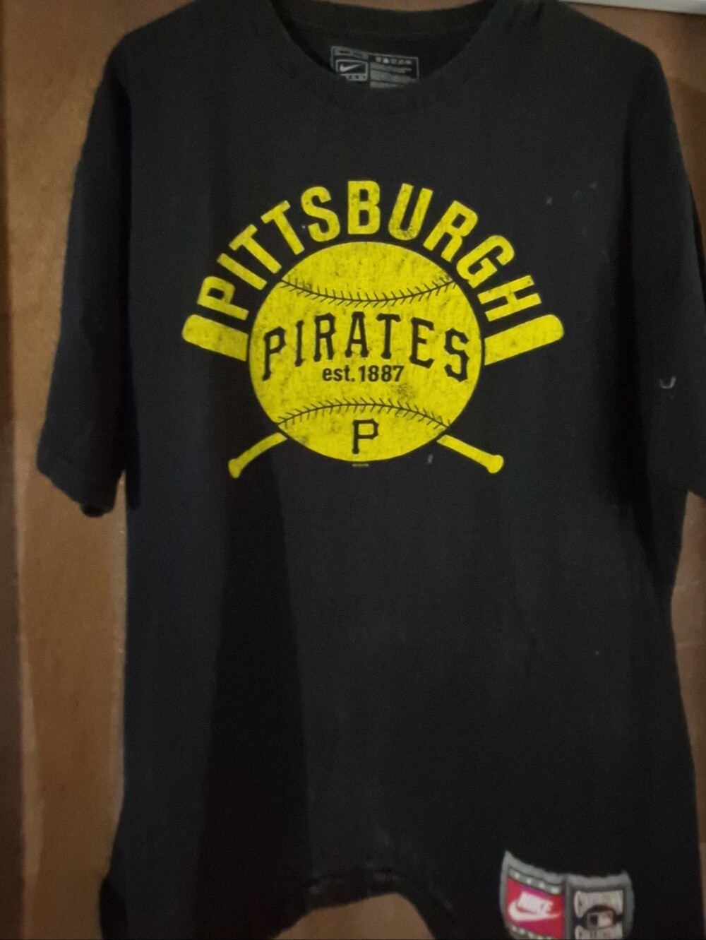 Nike Kids Black Tee with Yellow Pittsburgh Pirates Graphic